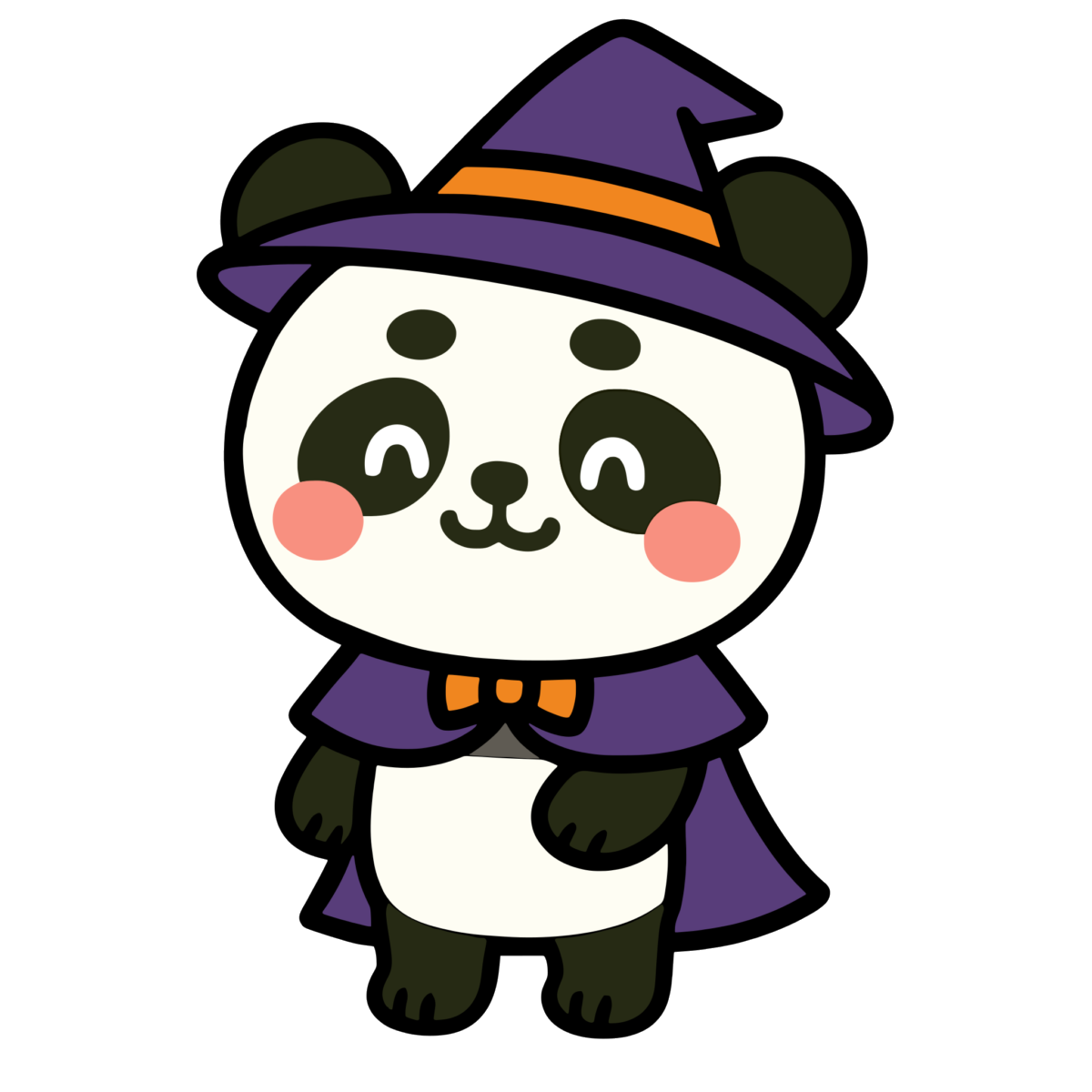 ハロウィン衣装を着たパンダのイラスト無料ダウンロード(カラー)