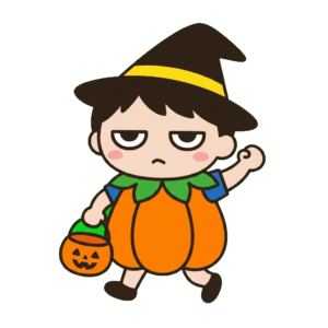 ハロウィンパレードをする子どものイラスト(カラー)