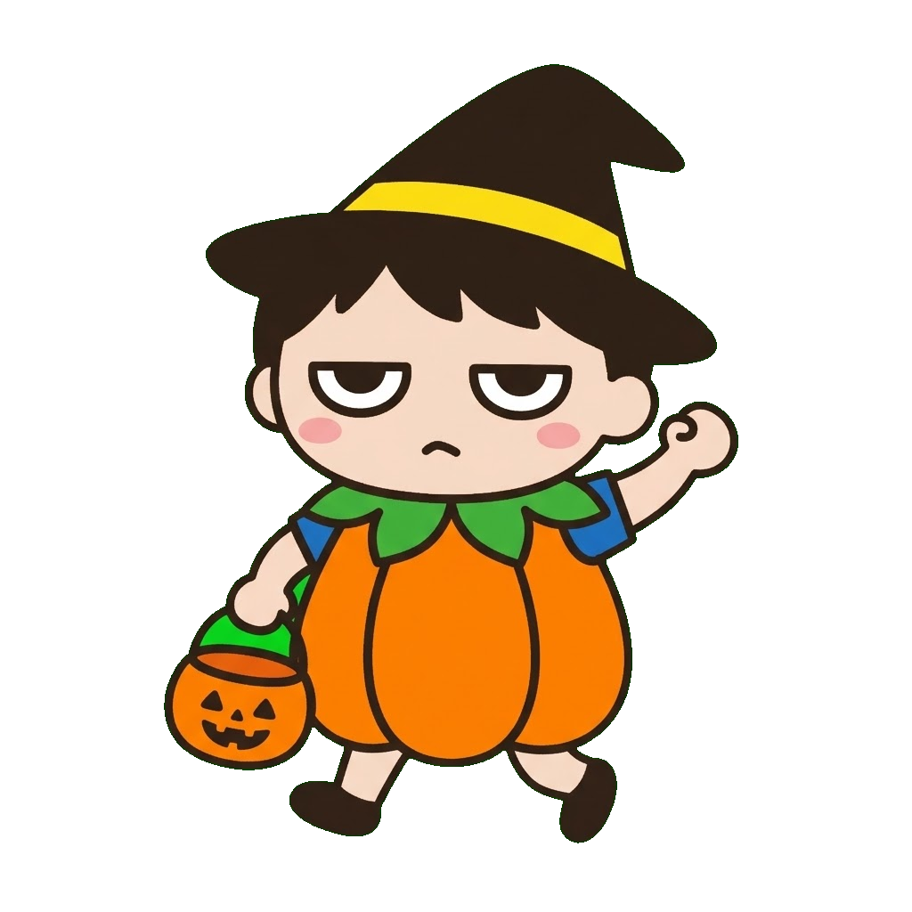 ハロウィンパレードをする子どものかわいいイラスト(カラー)