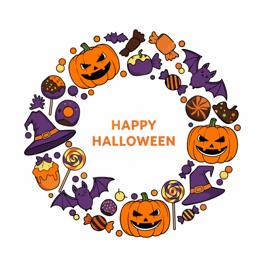 ハロウィンリースのイラスト無料ダウンロード（カラー）