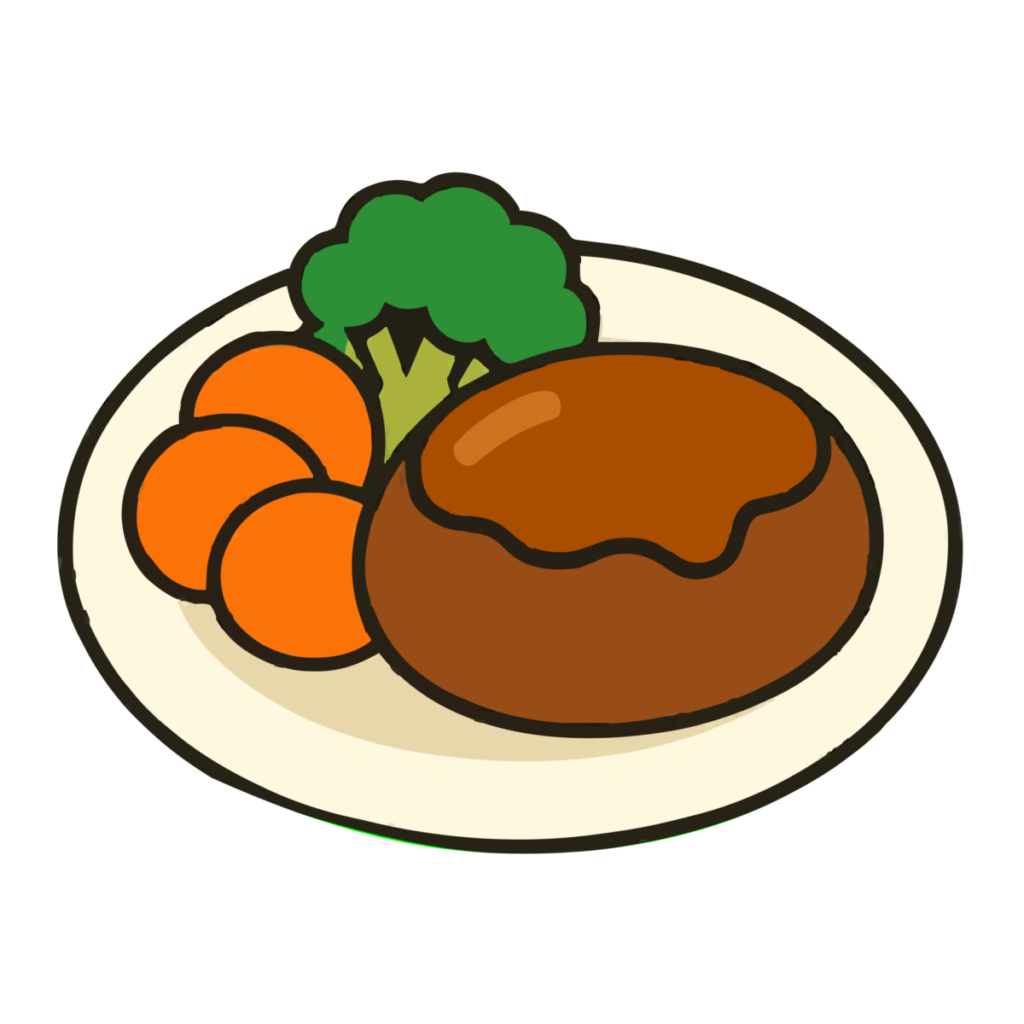 ハンバーグプレートのイラスト無料ダウンロード（カラー）