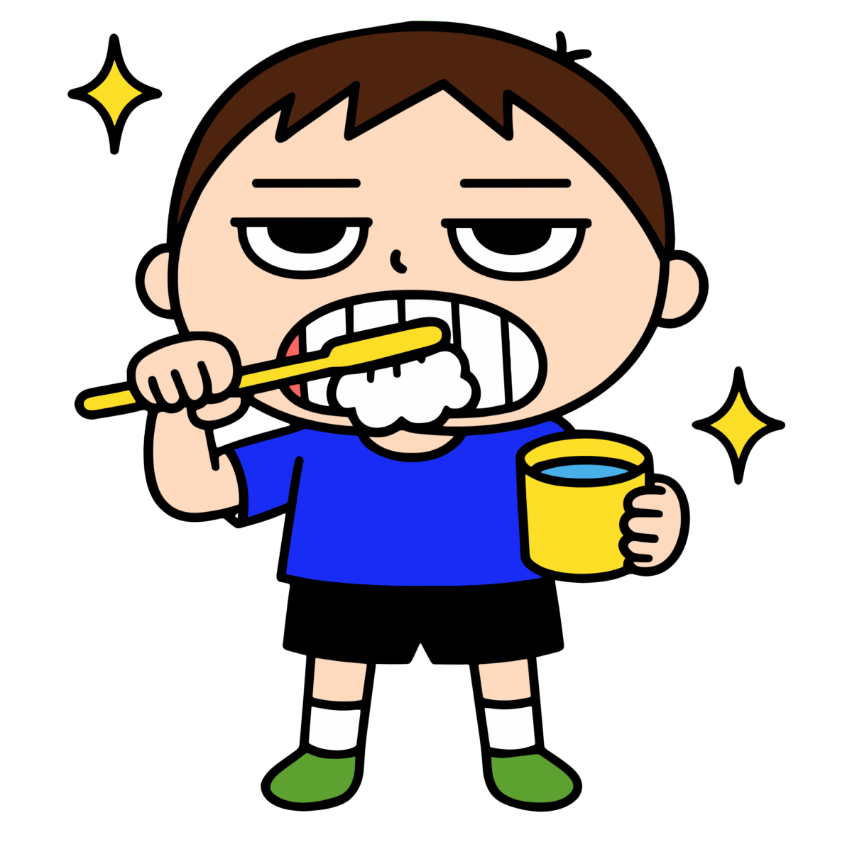 歯みがきする男の子のイラスト無料ダウンロード（カラー）
