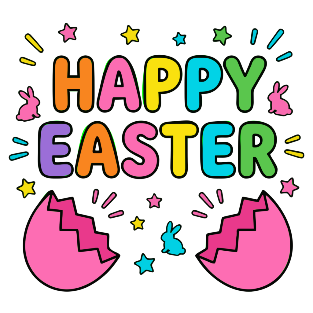 HAPPY EASTERの文字のイラスト無料ダウンロード（カラー）