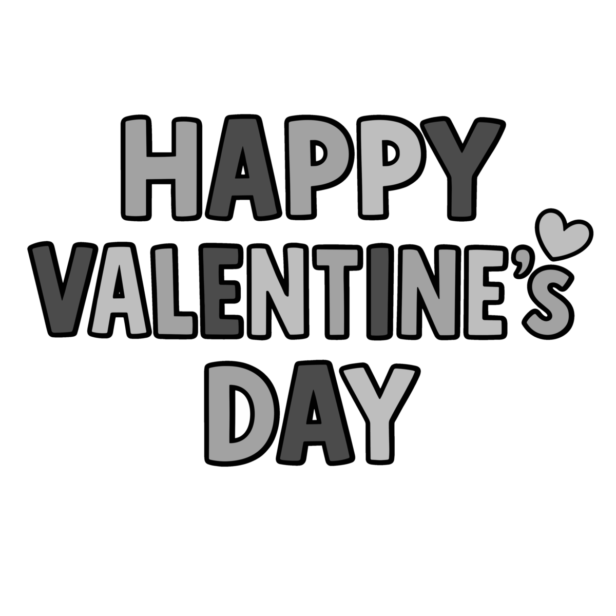 HAPPY VALENTINE’S DAYの文字のイラスト無料ダウンロード（モノクロ）