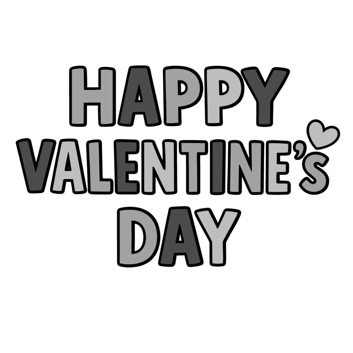 HAPPY VALENTINE’S DAYの文字のイラスト無料ダウンロード(モノクロ)