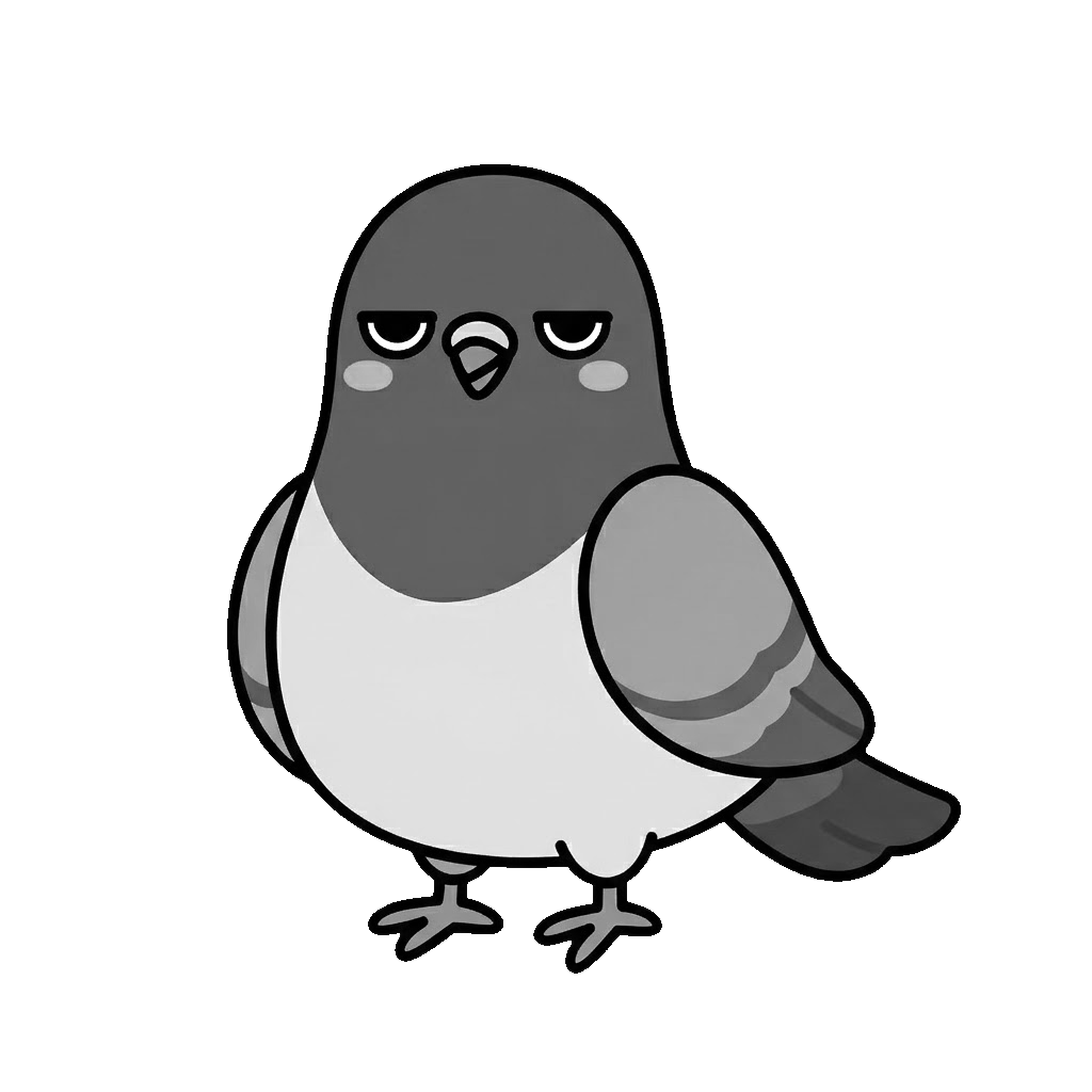 はとのかわいいイラスト（モノクロ）
