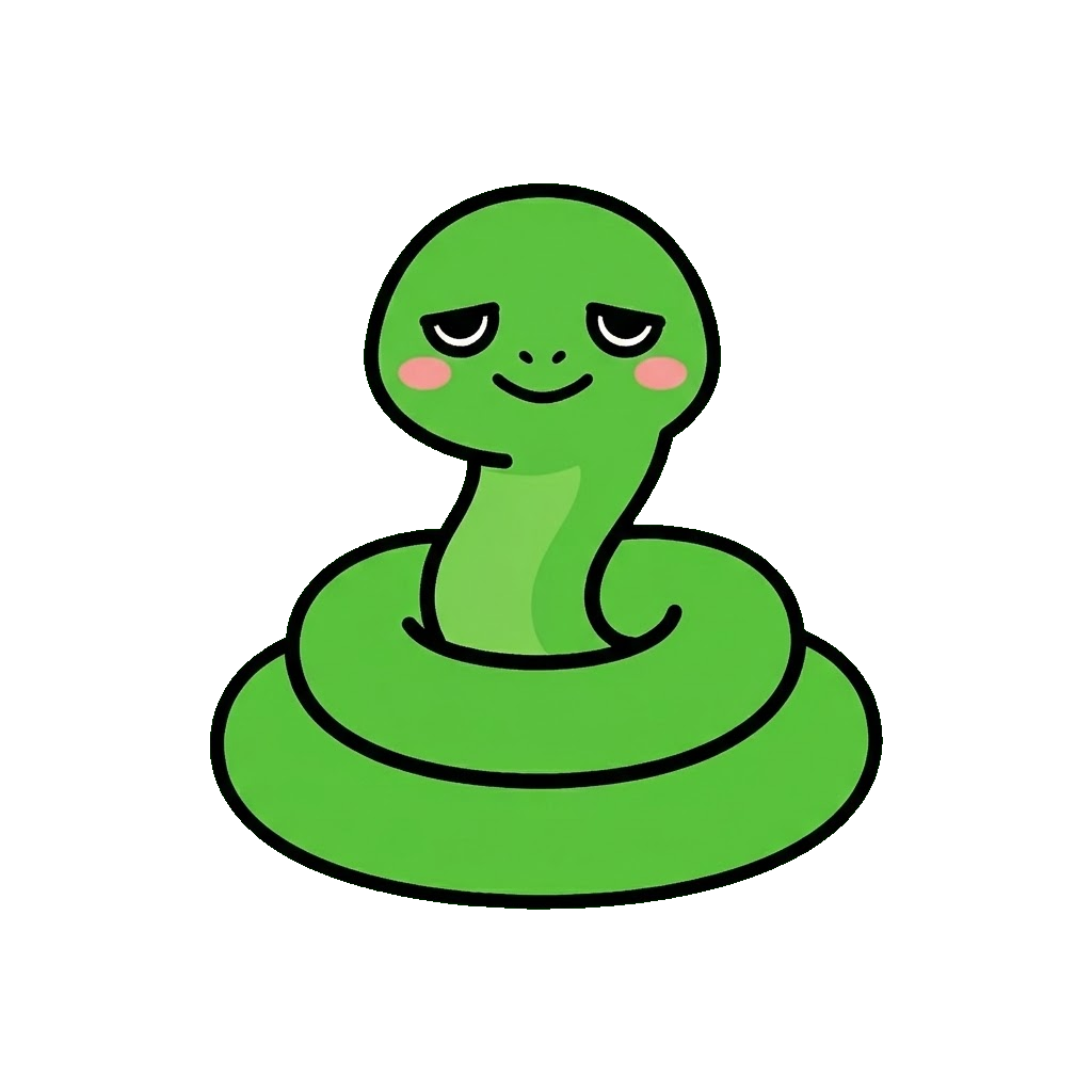 へび（かわいい）のイラスト（カラー）