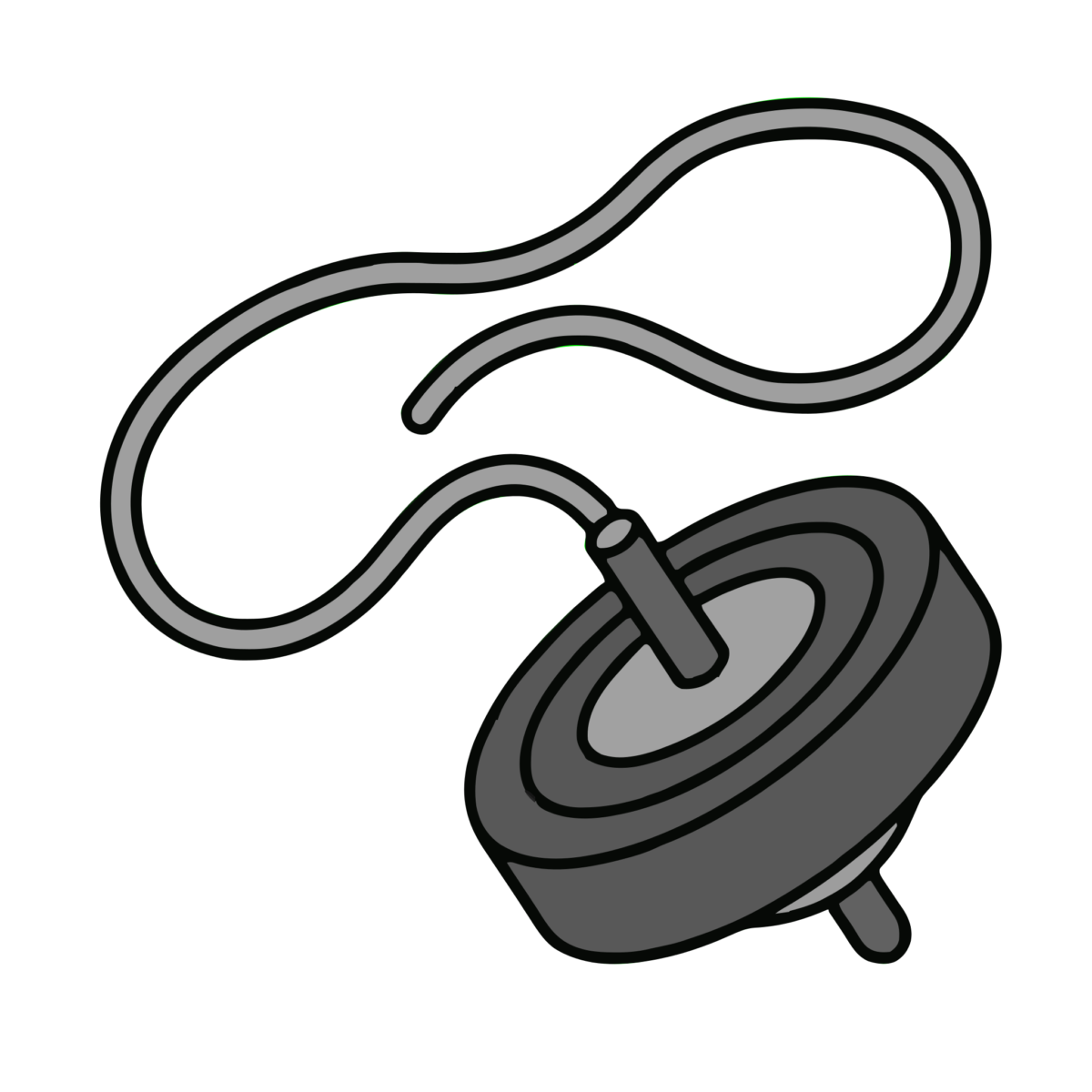 ひも付きこまのイラスト無料ダウンロード（モノクロ）
