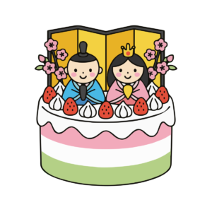 お雛様ケーキのイラスト無料ダウンロード（カラー）