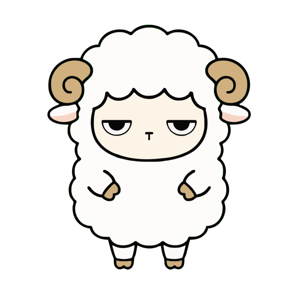 かわいいひつじのイラスト（正面・全身）（カラー）