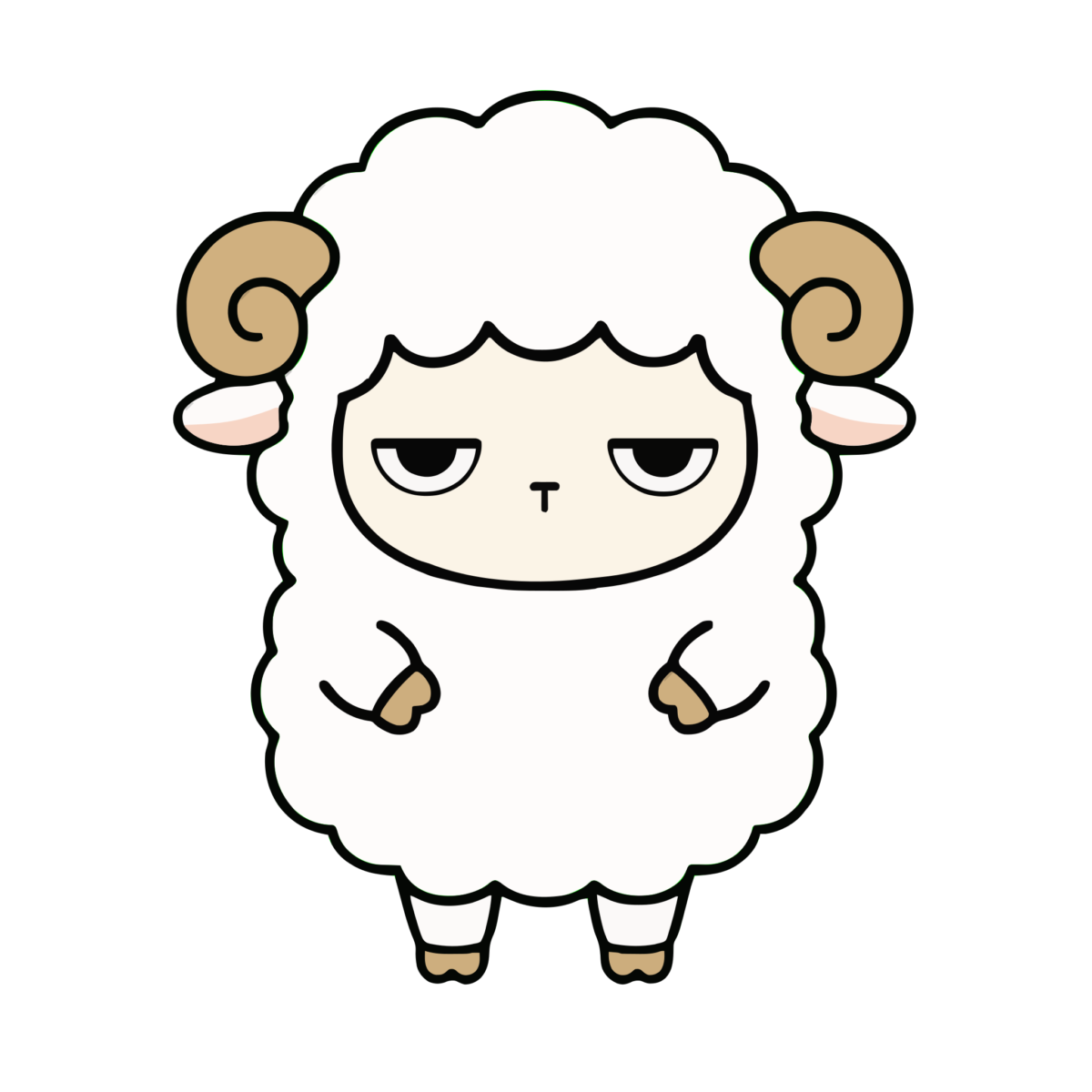 かわいいひつじのイラスト（正面・全身）（カラー）