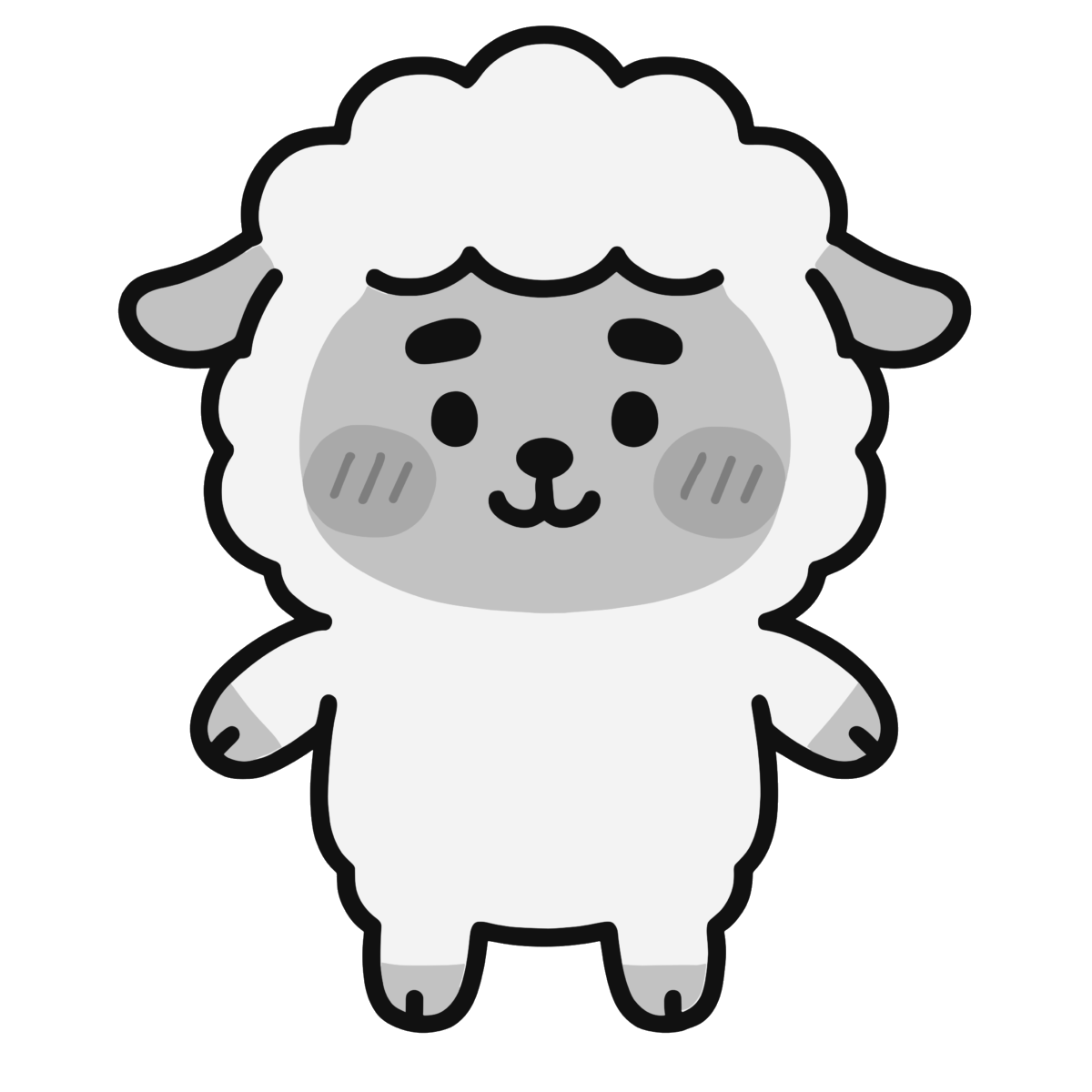 かわいいヒツジのイラスト無料ダウンロード(モノクロ)