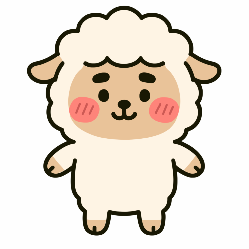 かわいいヒツジのイラスト無料ダウンロード（カラー）