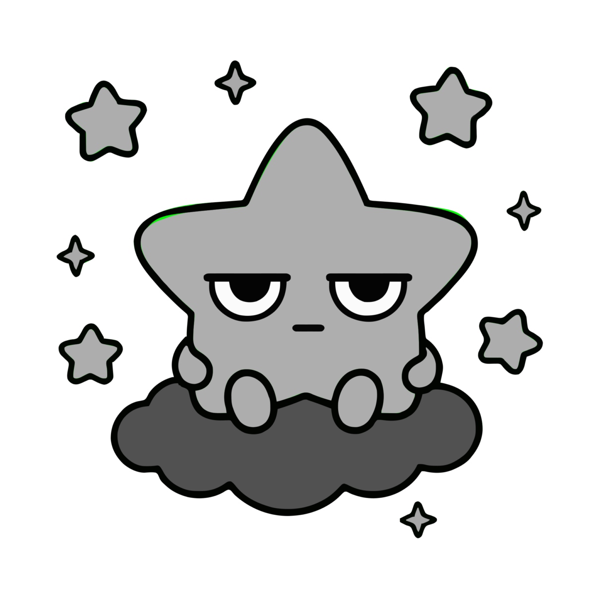 星のイラスト(夜空・キラキラ)(モノクロ)