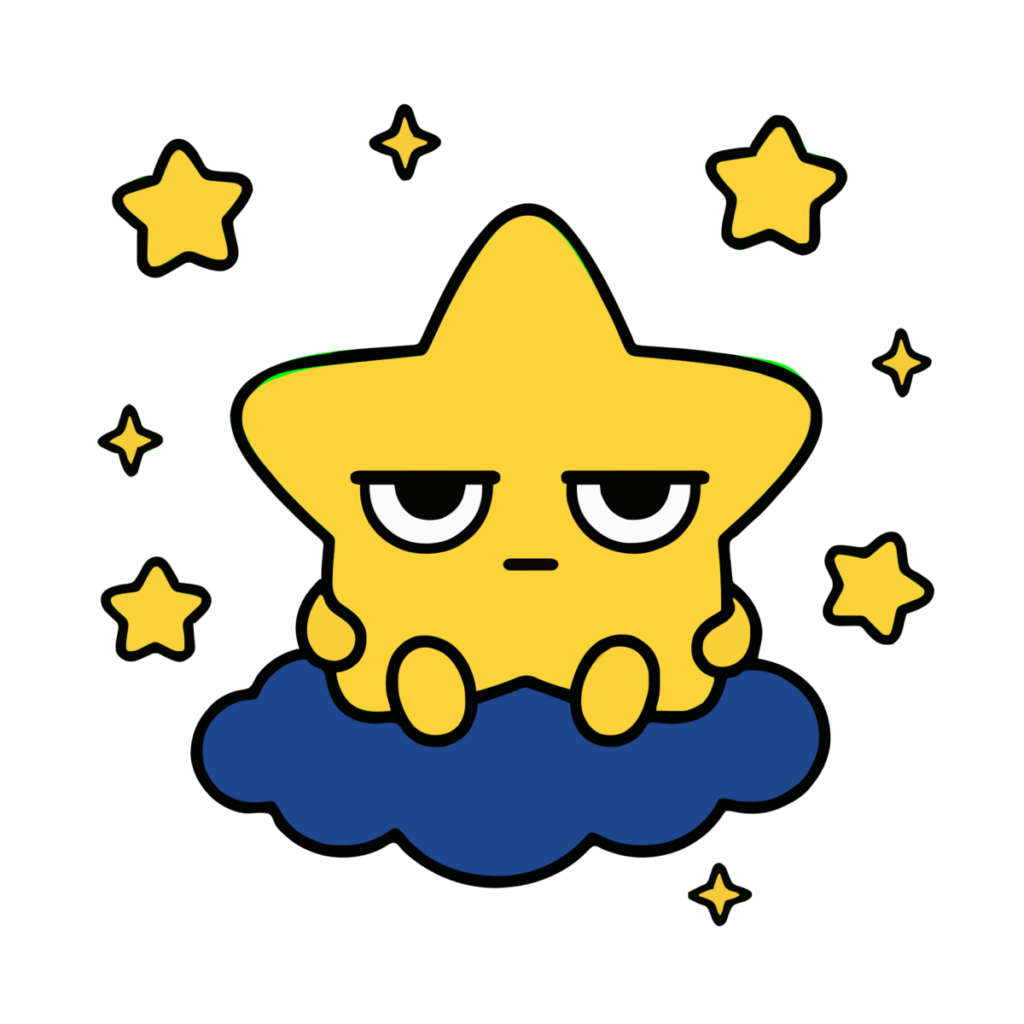 星のイラスト（夜空・キラキラ）（カラー）