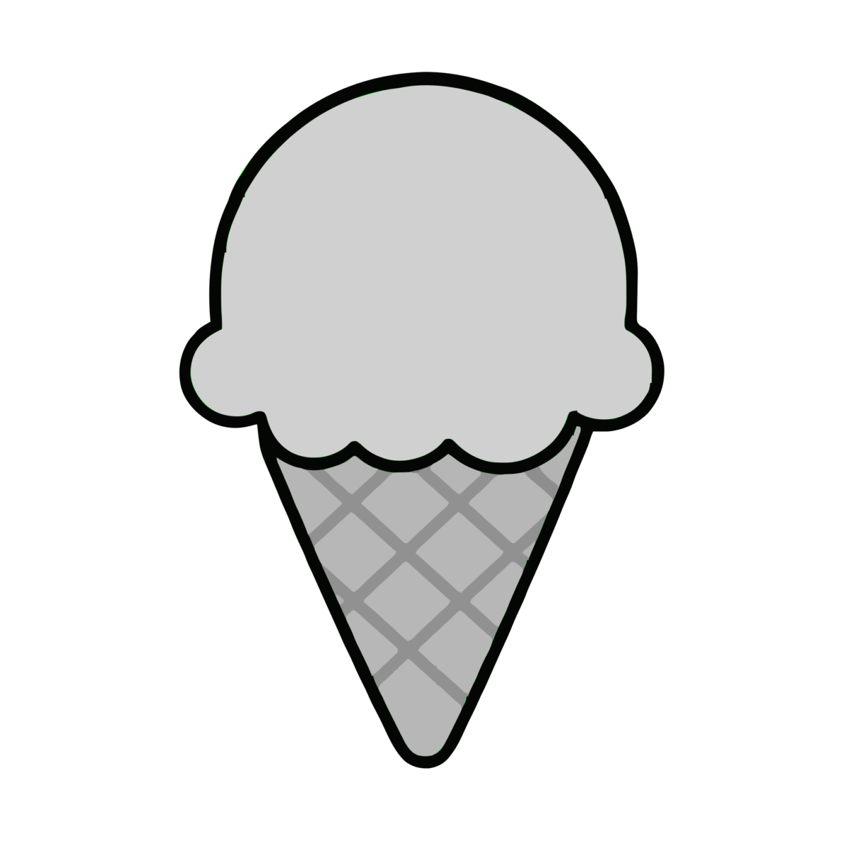 アイスクリームのかわいいイラスト（夏）（モノクロ）