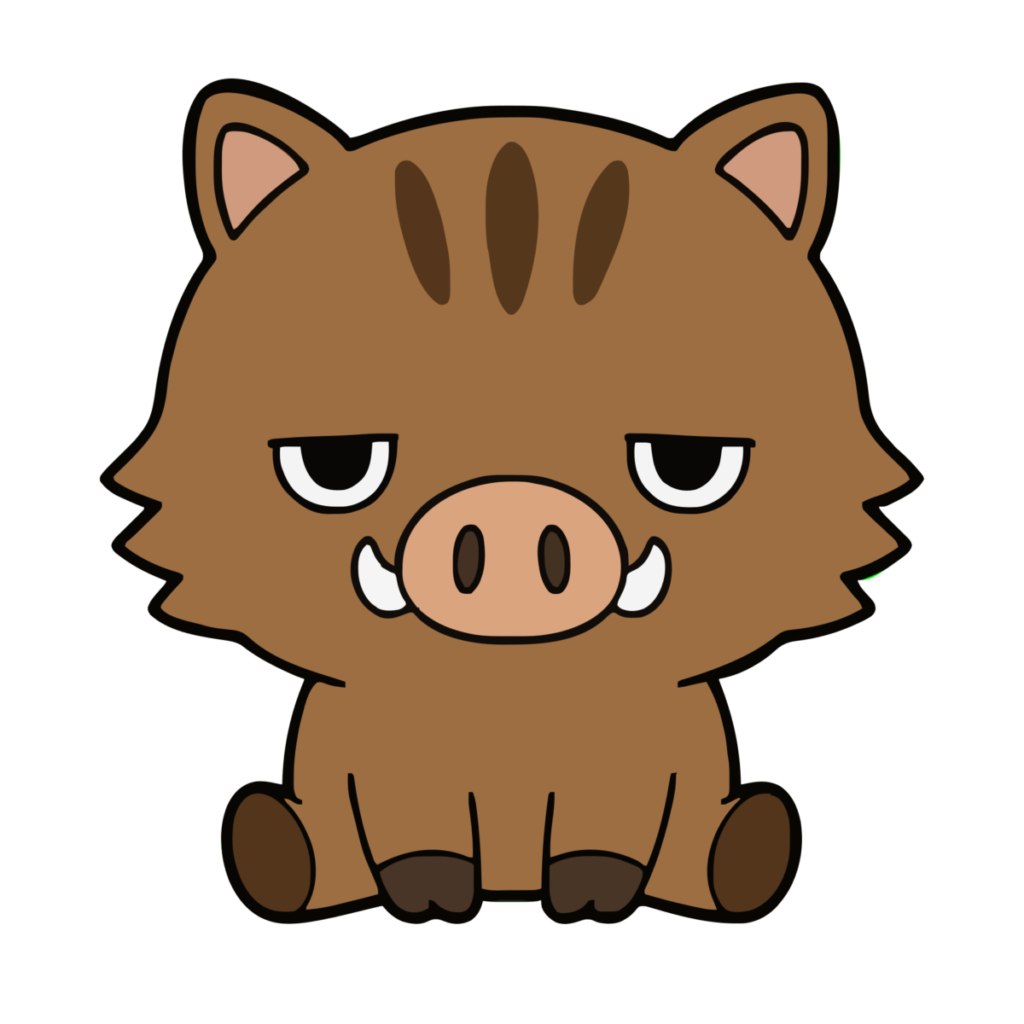 いのししのイラスト（かわいい）（カラー）