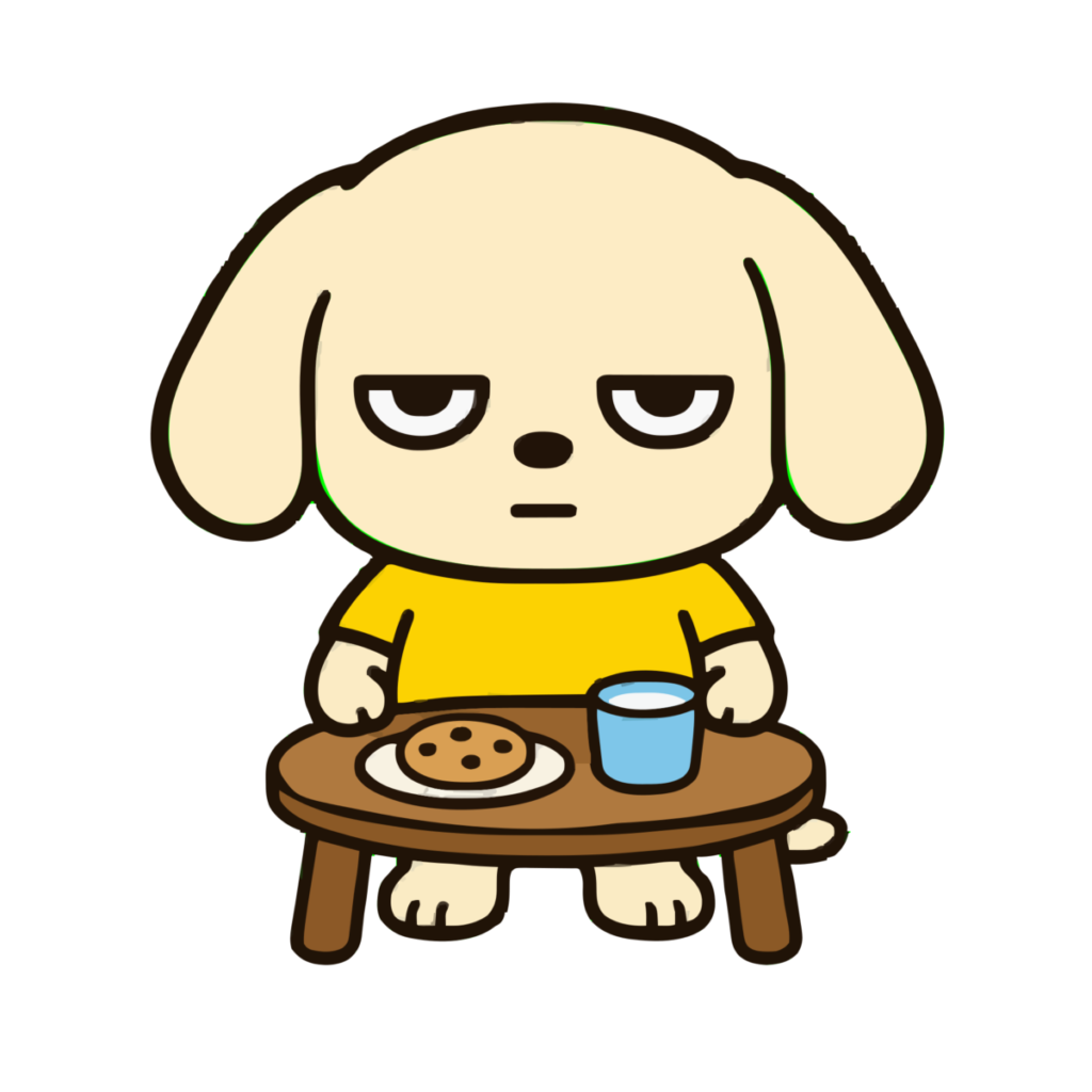 おやつを食べる犬のかわいいイラスト（カラー）