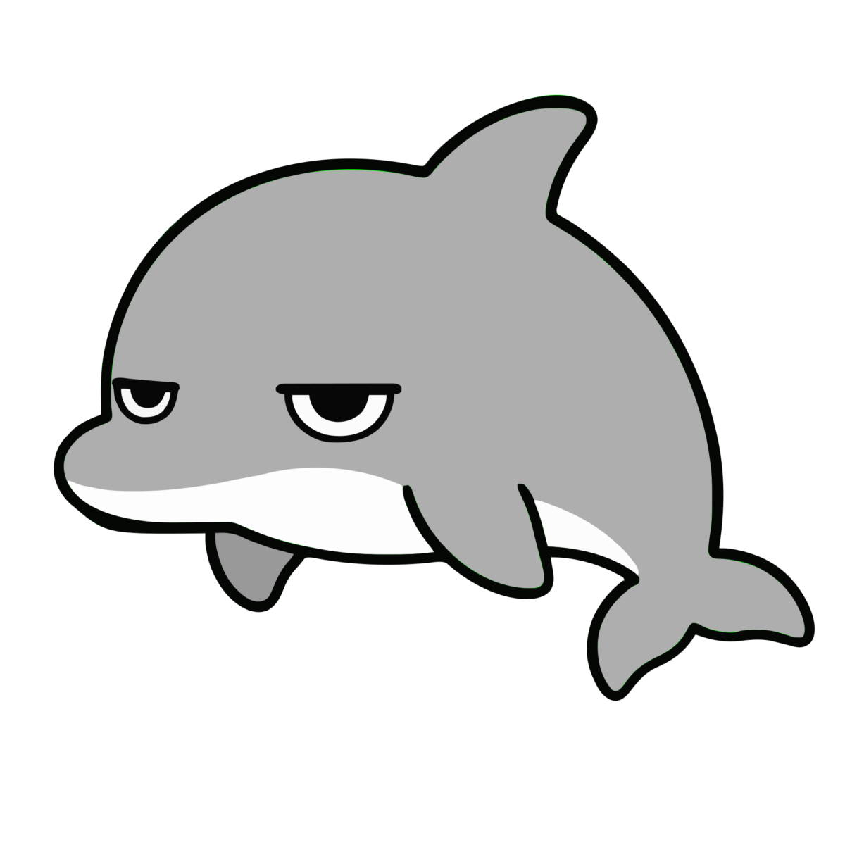 イルカのイラスト（モノクロ）