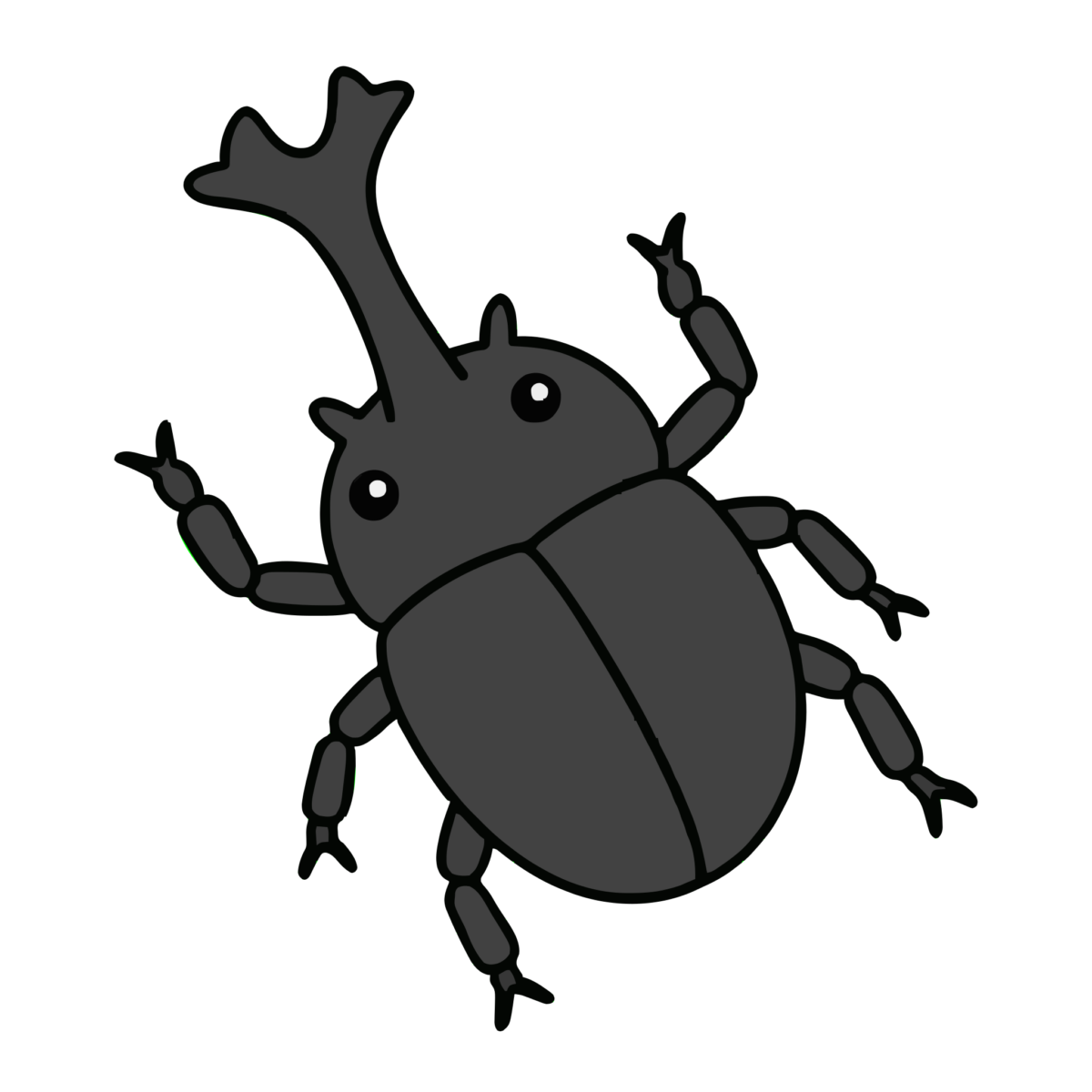 カブトムシのかわいいイラスト(夏)(モノクロ)