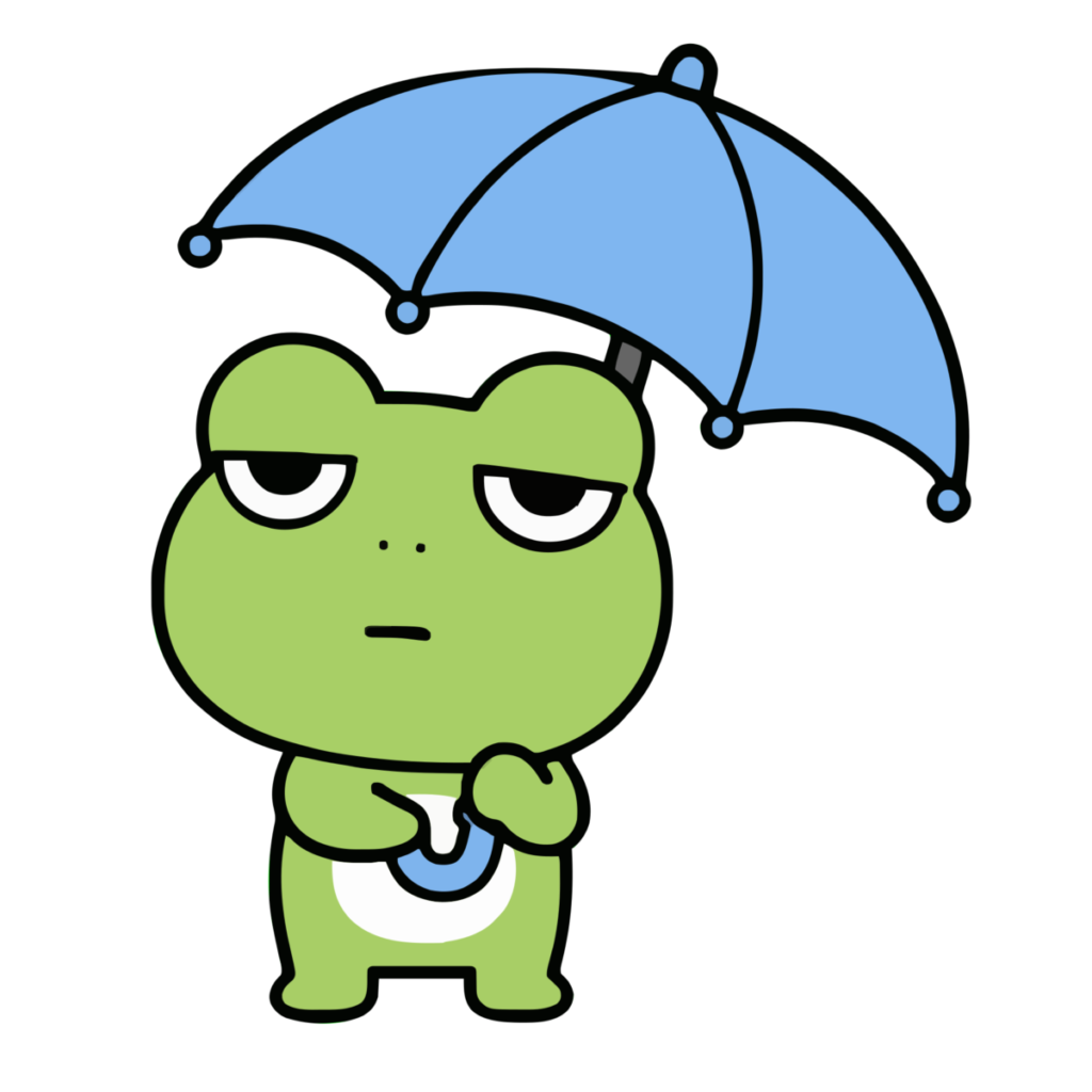 かえるのイラスト（梅雨）（カラー）