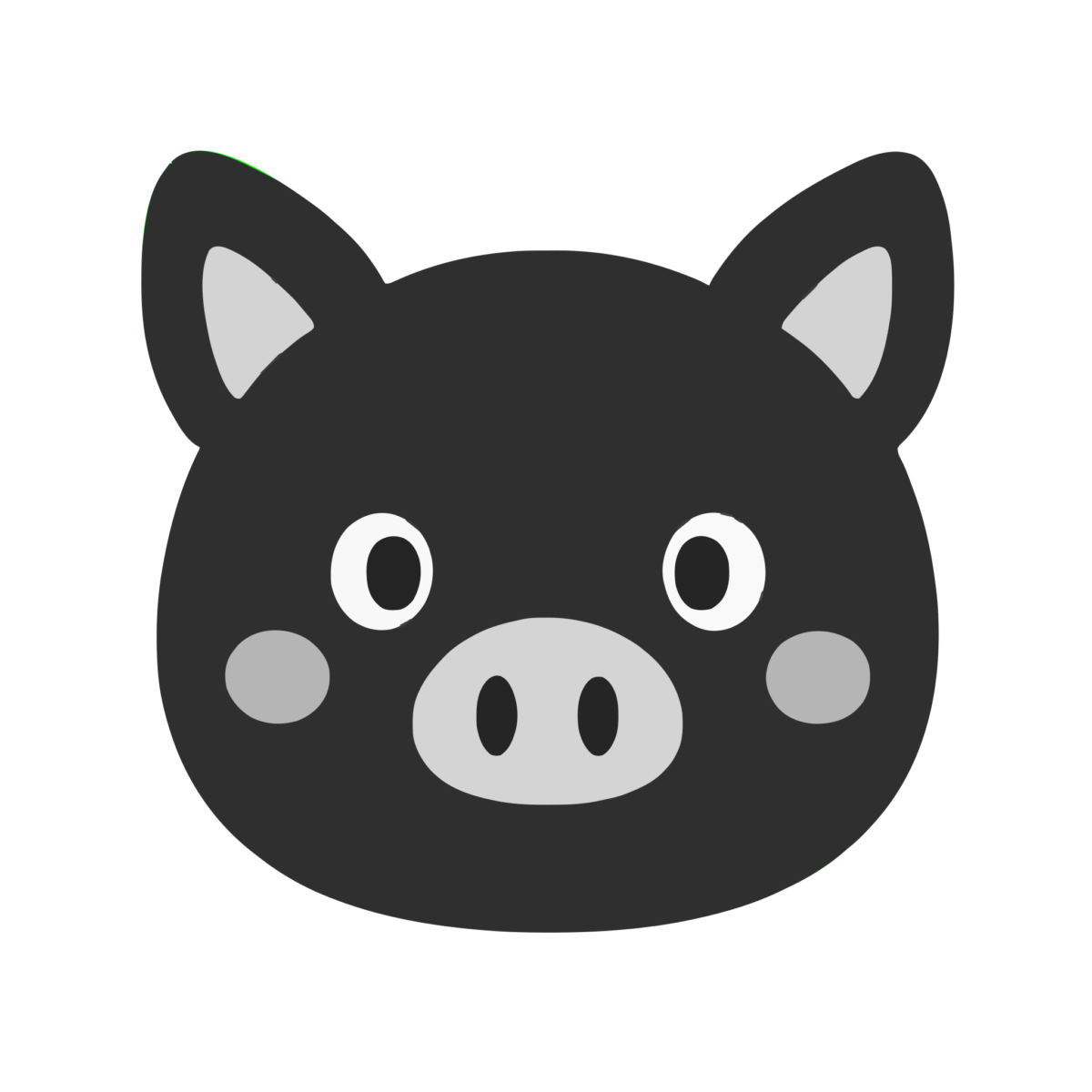 鹿児島黒豚の顔のイラスト無料ダウンロード（モノクロ）