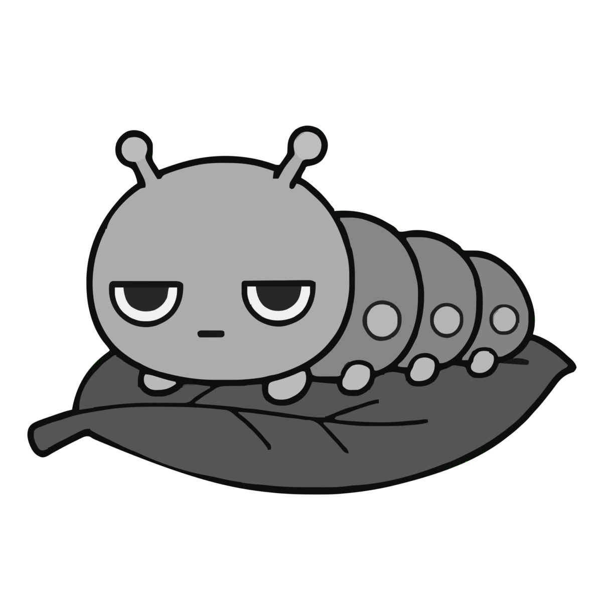 けむしのイラスト（かわいい）（モノクロ）