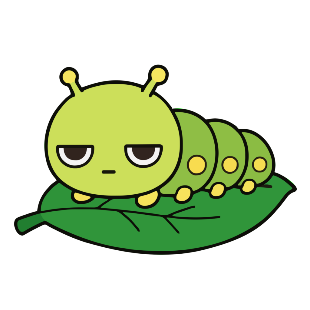 けむしのイラスト（かわいい）（カラー）