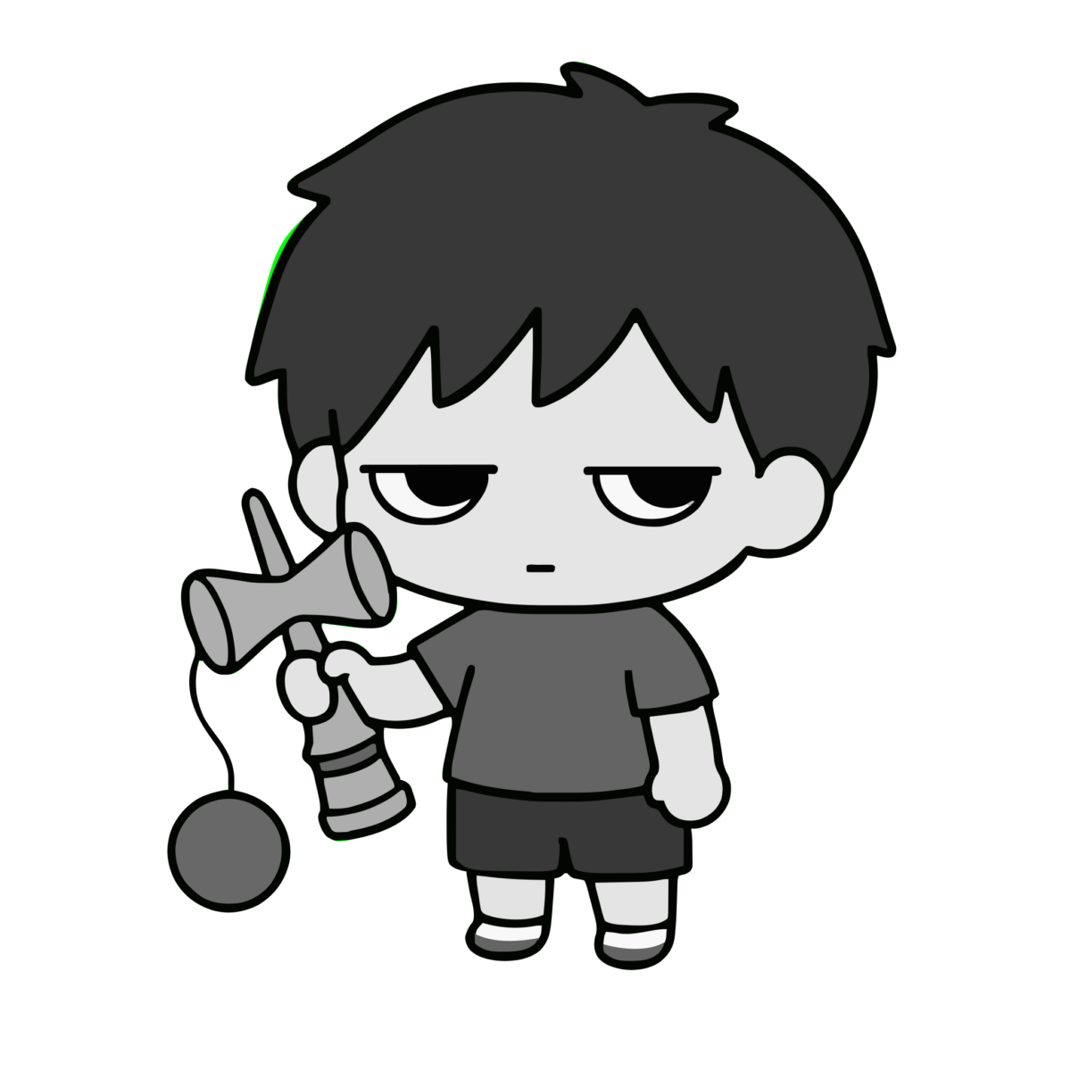 けん玉のイラスト（モノクロ）