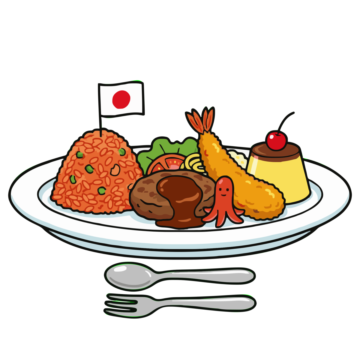 お子様ランチのイラスト無料ダウンロード（カラー）