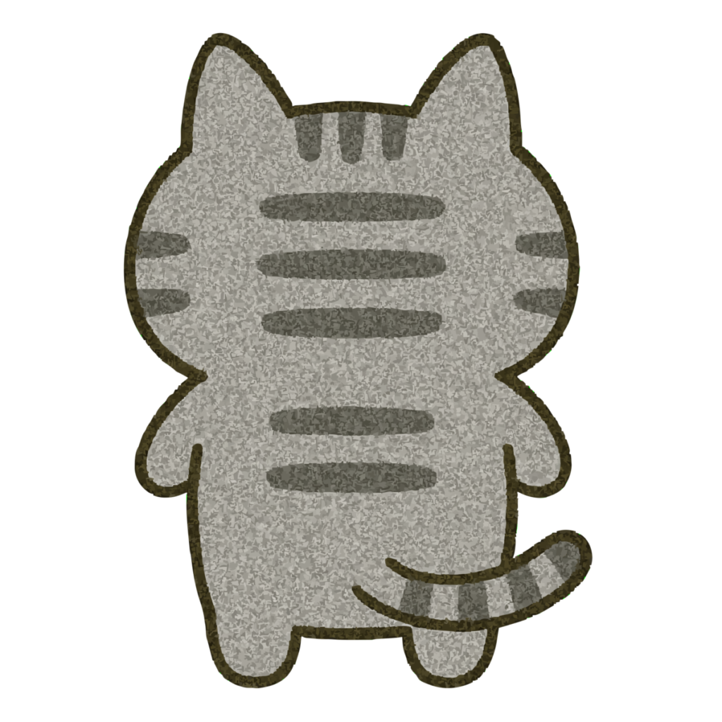 ゆるいキジトラ猫の後ろ姿のイラスト無料ダウンロード（カラー）