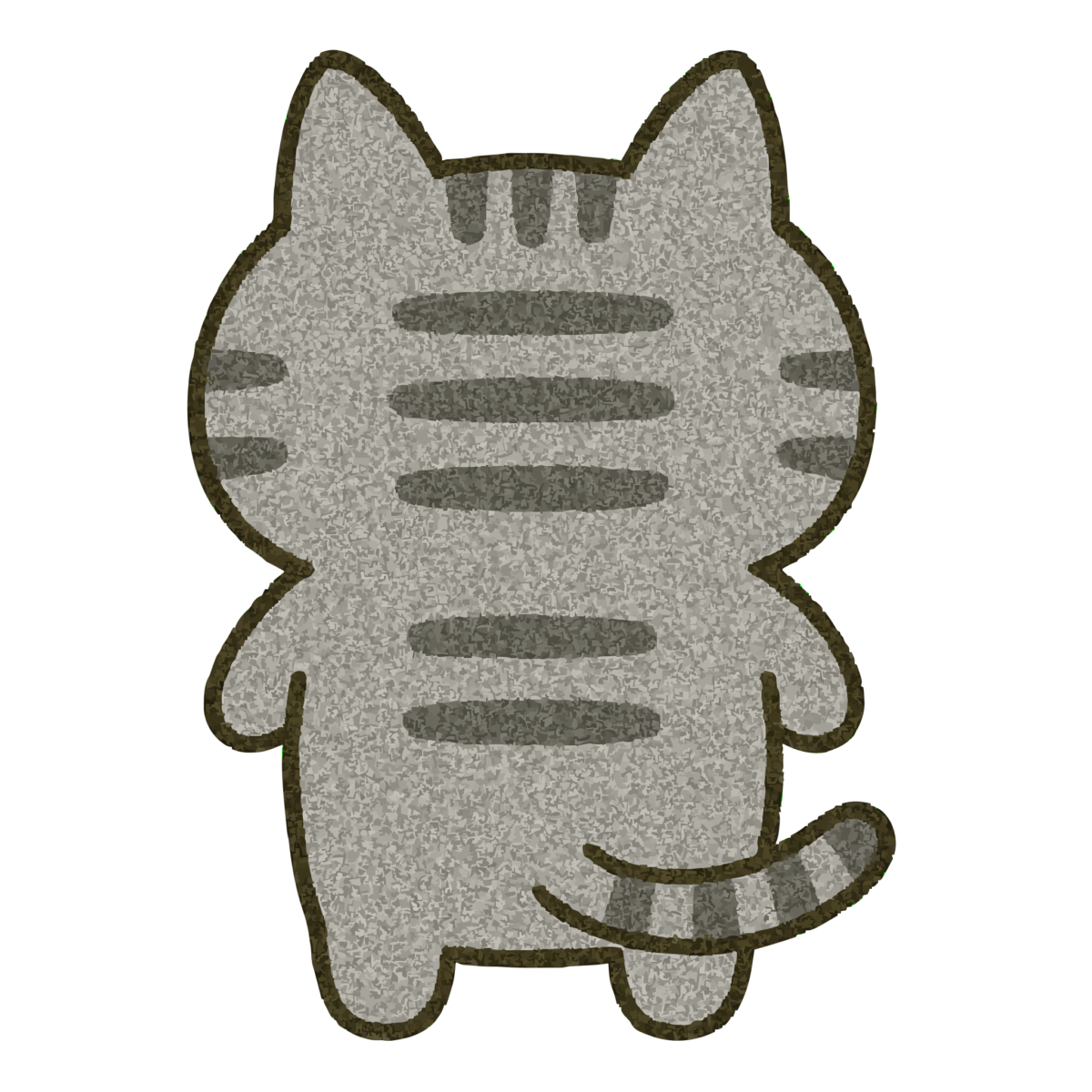 ゆるいキジトラ猫の後ろ姿のイラスト無料ダウンロード（カラー）