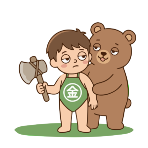 金太郎と熊のイラスト（カラー）