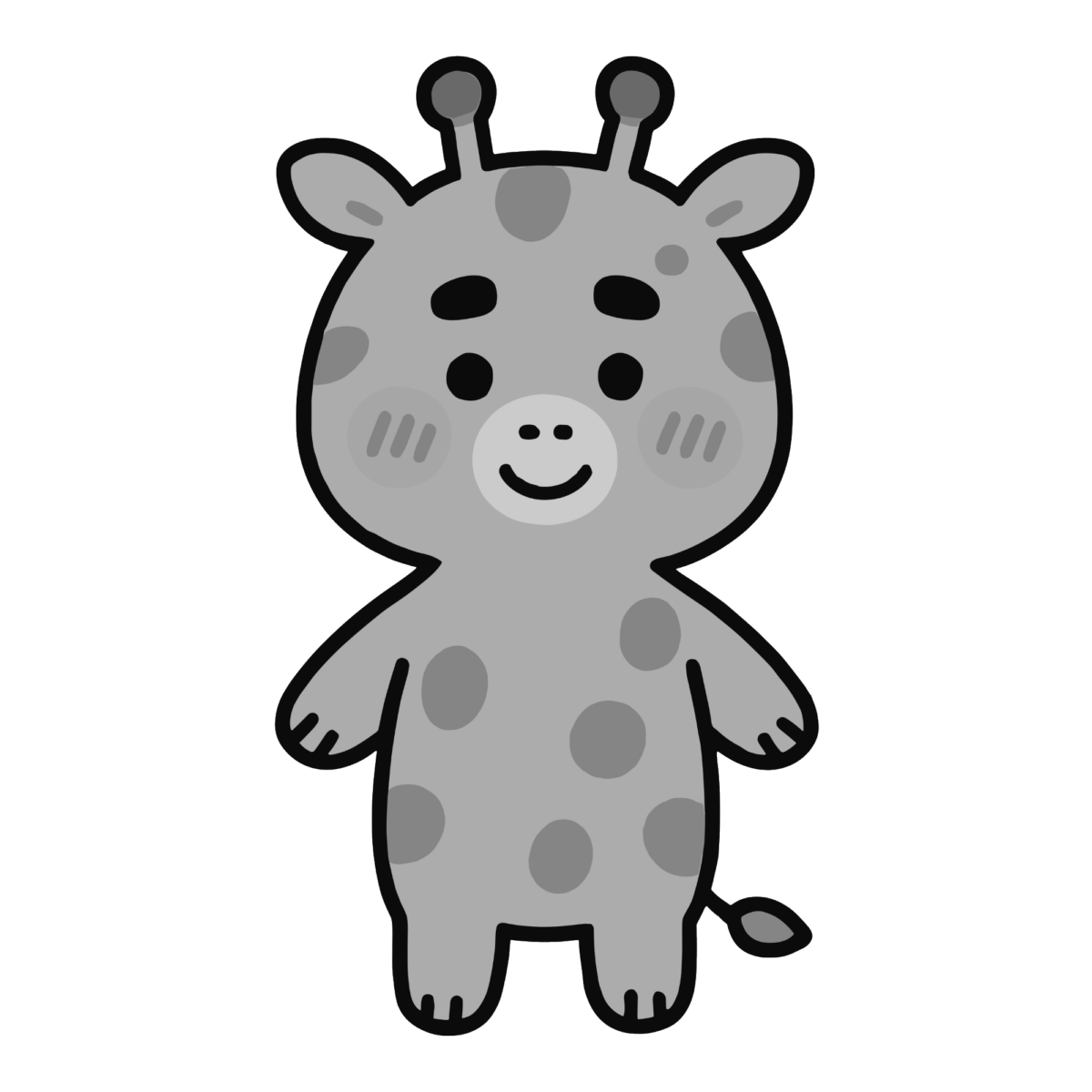 かわいいキリンのイラスト無料ダウンロード（モノクロ）