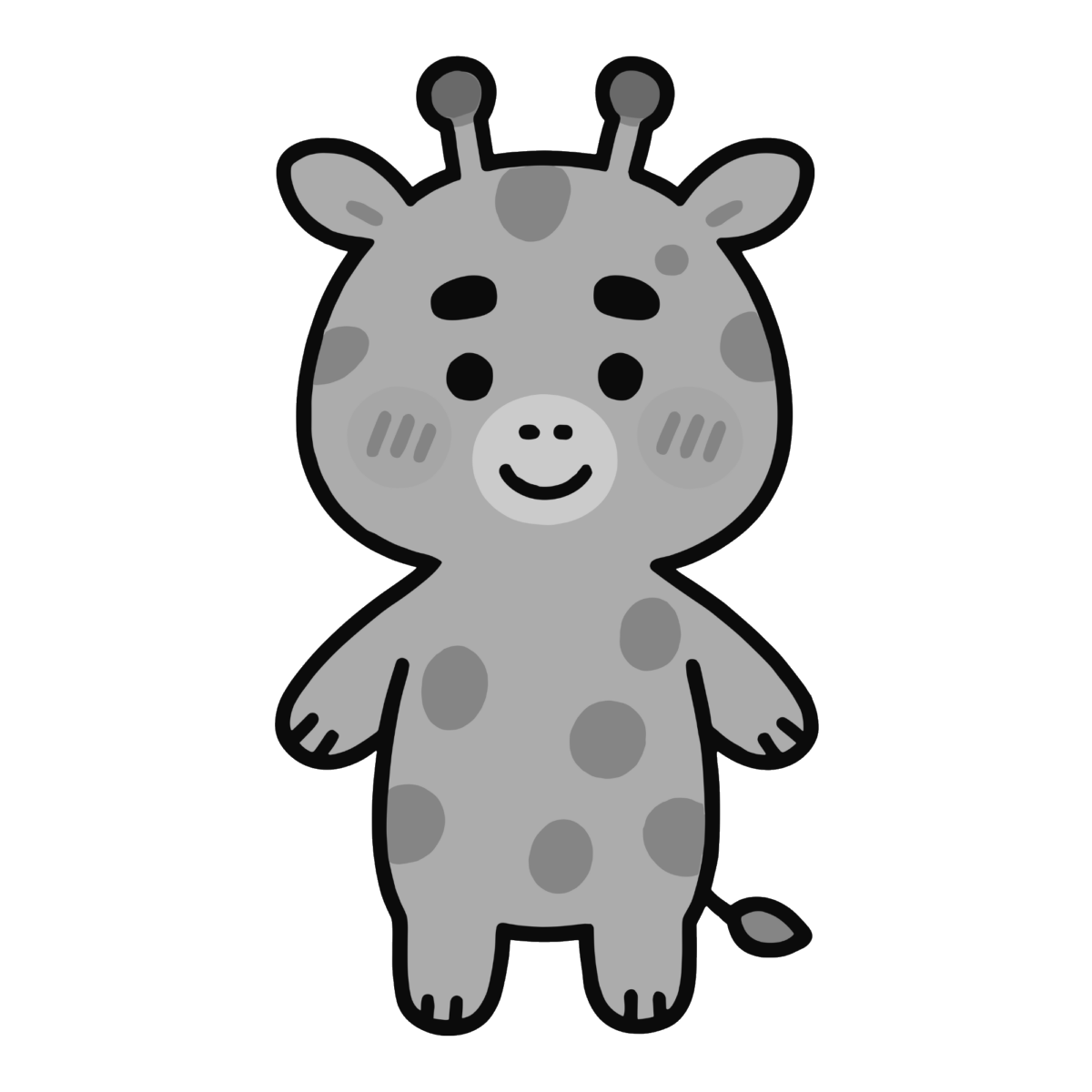 かわいいキリンのイラスト無料ダウンロード（モノクロ）