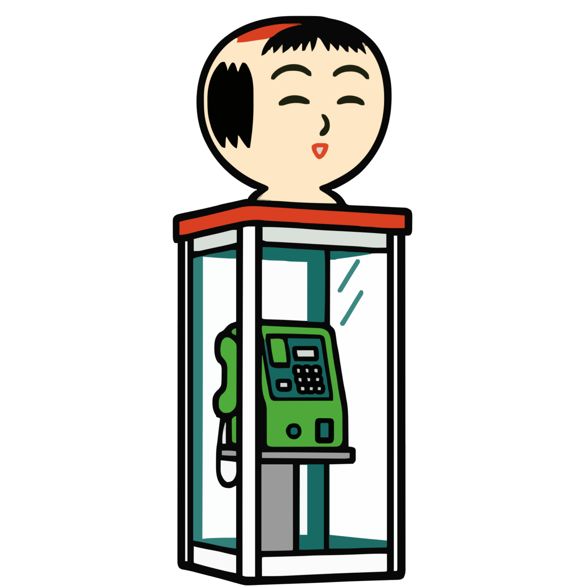 こけし電話ボックスのイラスト無料ダウンロード(カラー)