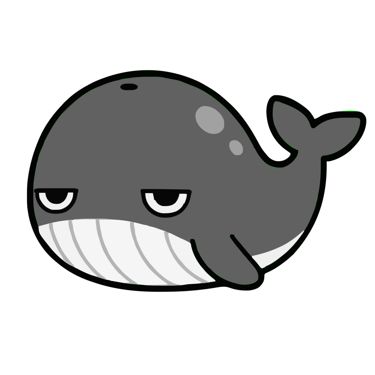 クジラのかわいいイラスト（モノクロ）