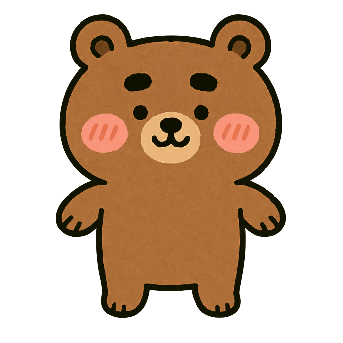 ゆるい茶色のクマのイラスト無料ダウンロード（カラー）