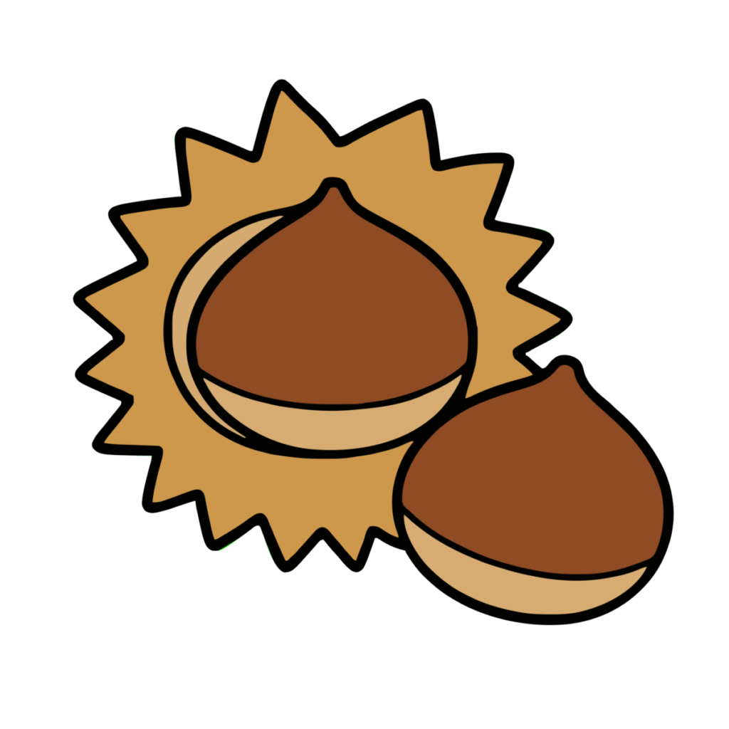 栗のイラスト（秋）（カラー）