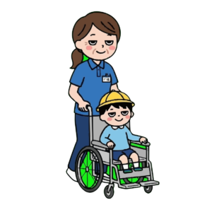 車いすを押す介護職員