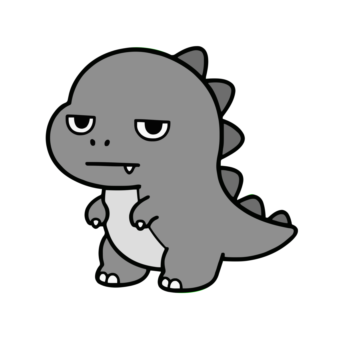 恐竜のイラスト（かわいい）（モノクロ）