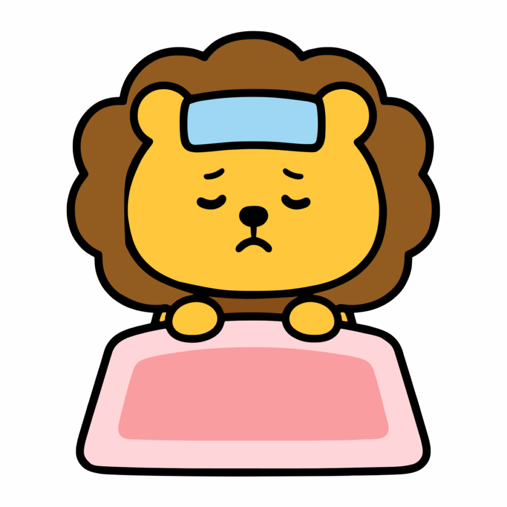 風邪のライオンのイラスト無料ダウンロード（カラー）