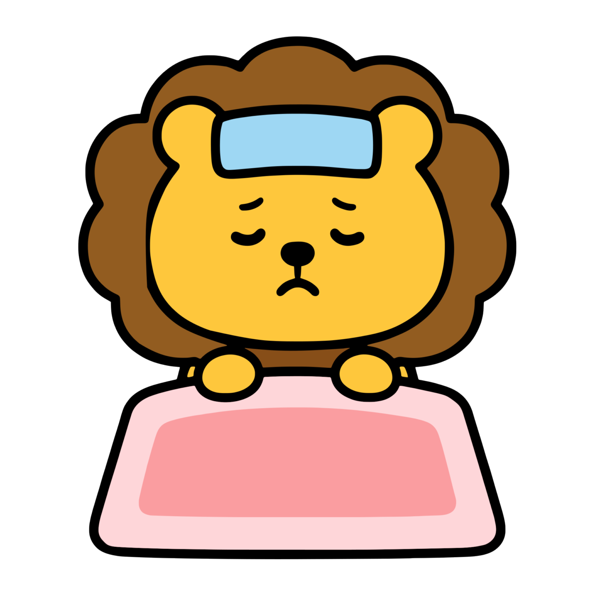 風邪のライオンのイラスト無料ダウンロード(カラー)