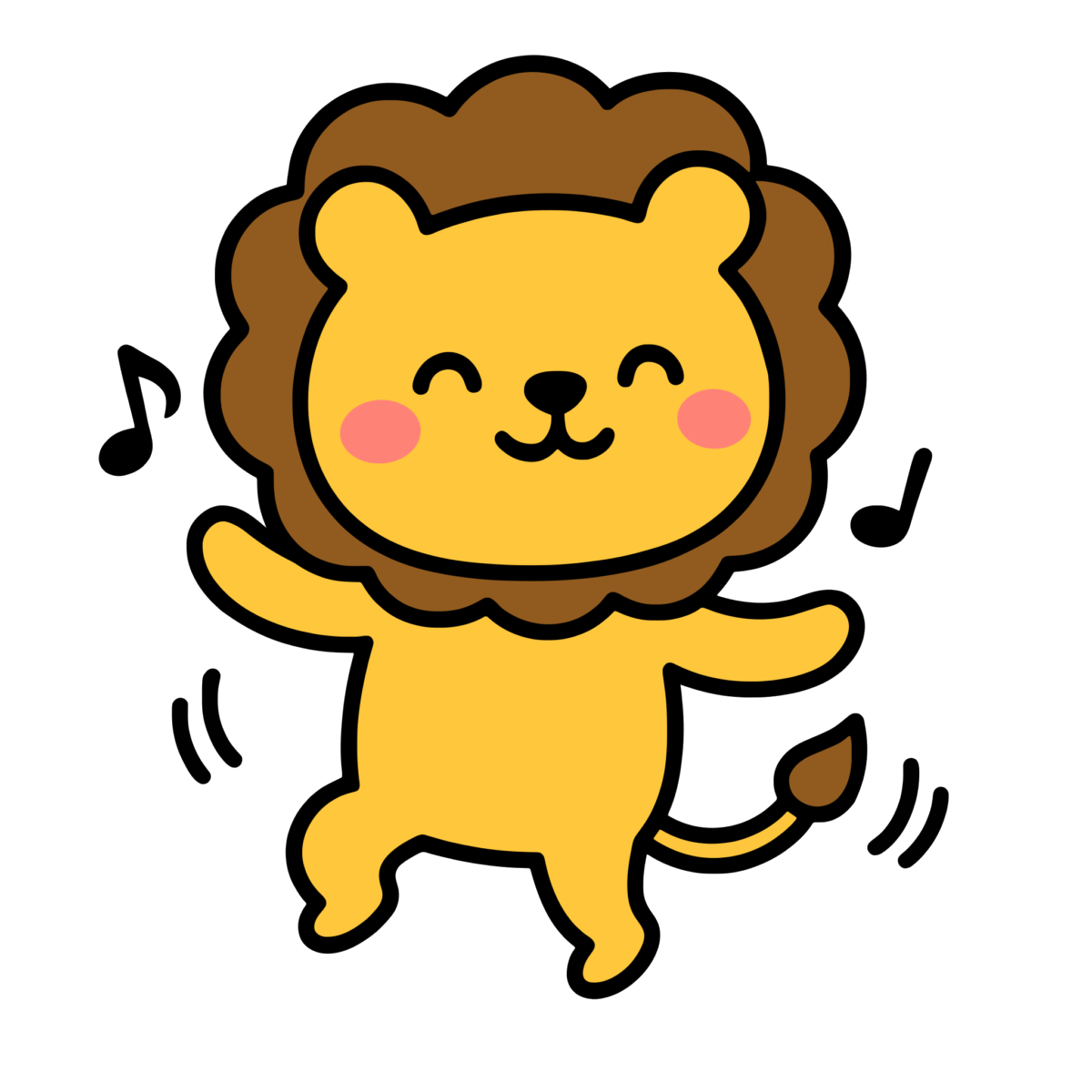 ダンスをするライオンのイラスト無料ダウンロード（カラー）