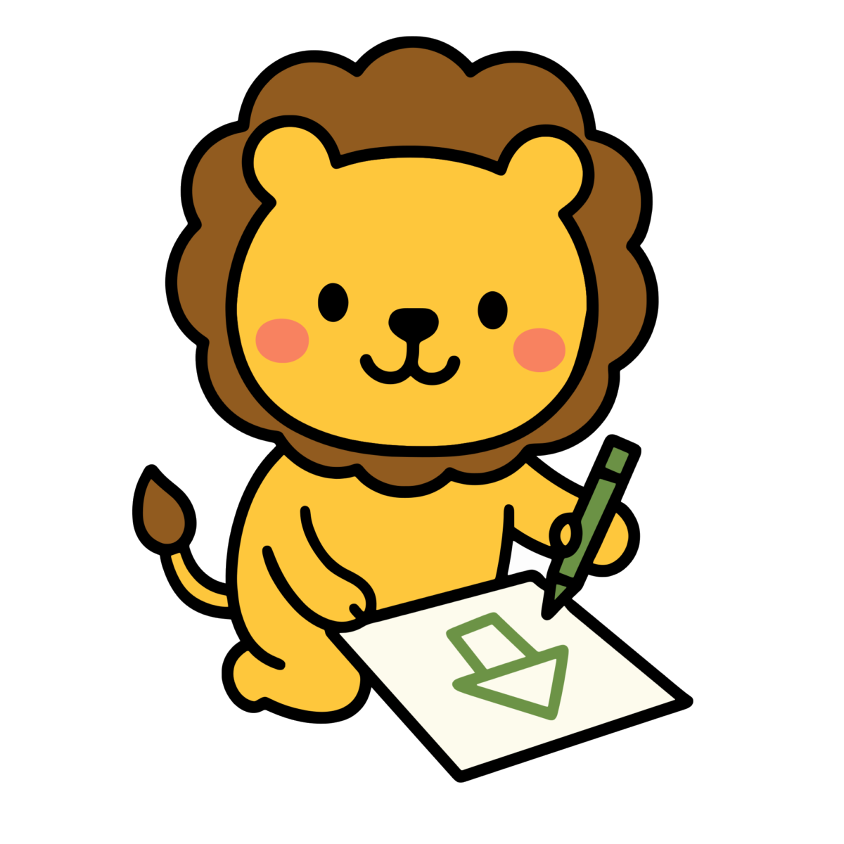ライオンのお絵描きのイラスト無料ダウンロード(カラー)