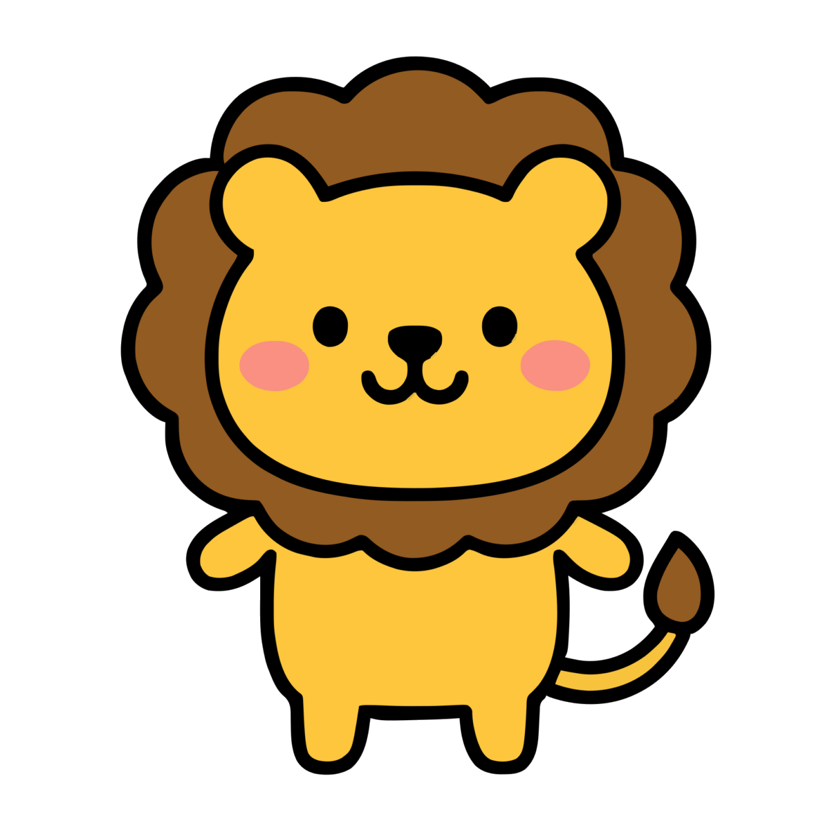 立っているライオンのイラスト無料ダウンロード（カラー）