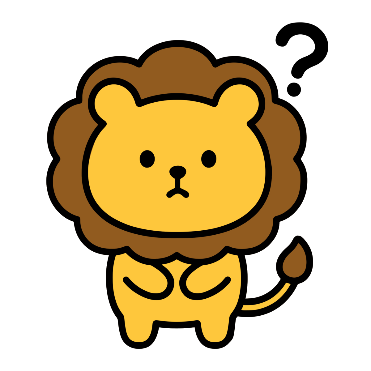 ライオンのはてなのイラスト無料ダウンロード（カラー）