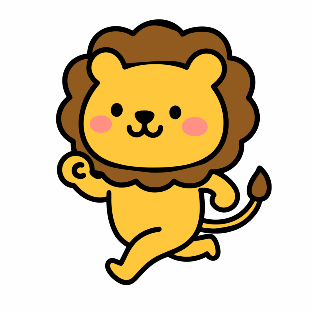 走るライオンのイラスト無料ダウンロード（カラー）