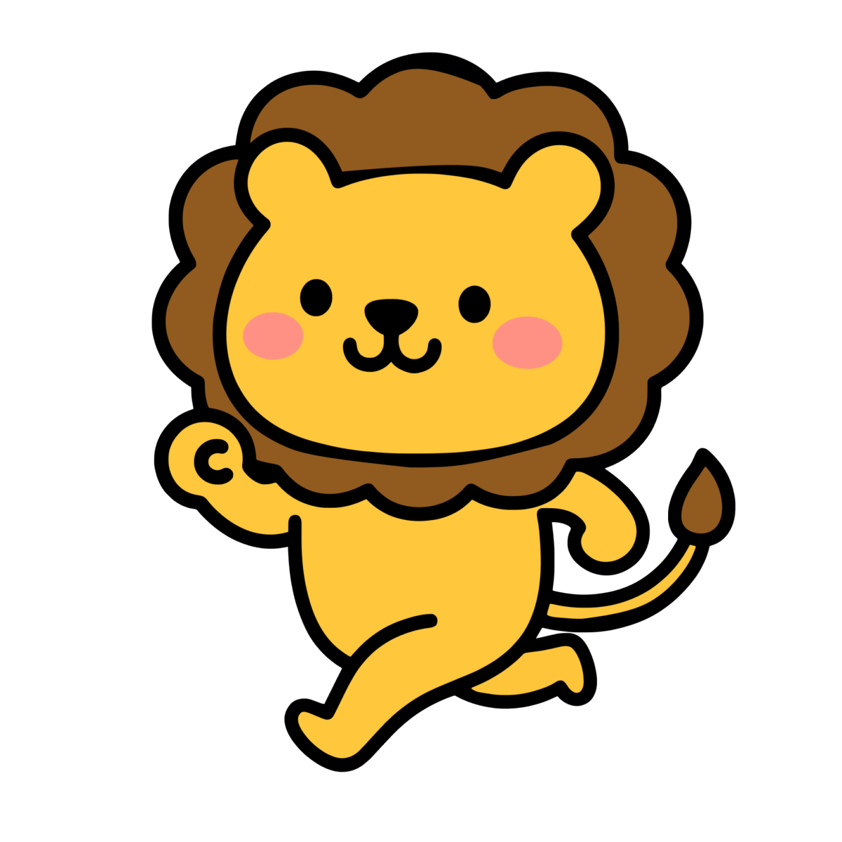 走るライオンのイラスト無料ダウンロード（カラー）