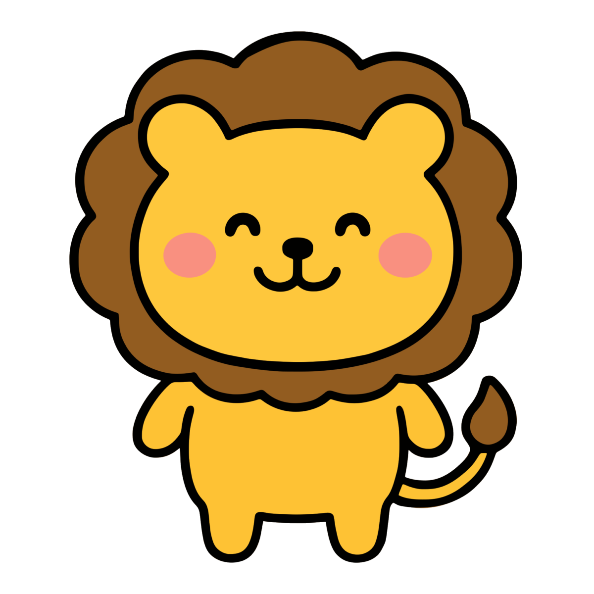 ライオンのにっこりのイラスト無料ダウンロード（カラー）